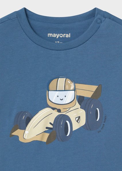 Mayoral kék alapon versenyautó mintás hosszú ujjú póló, nyaknál patentos - Image 4