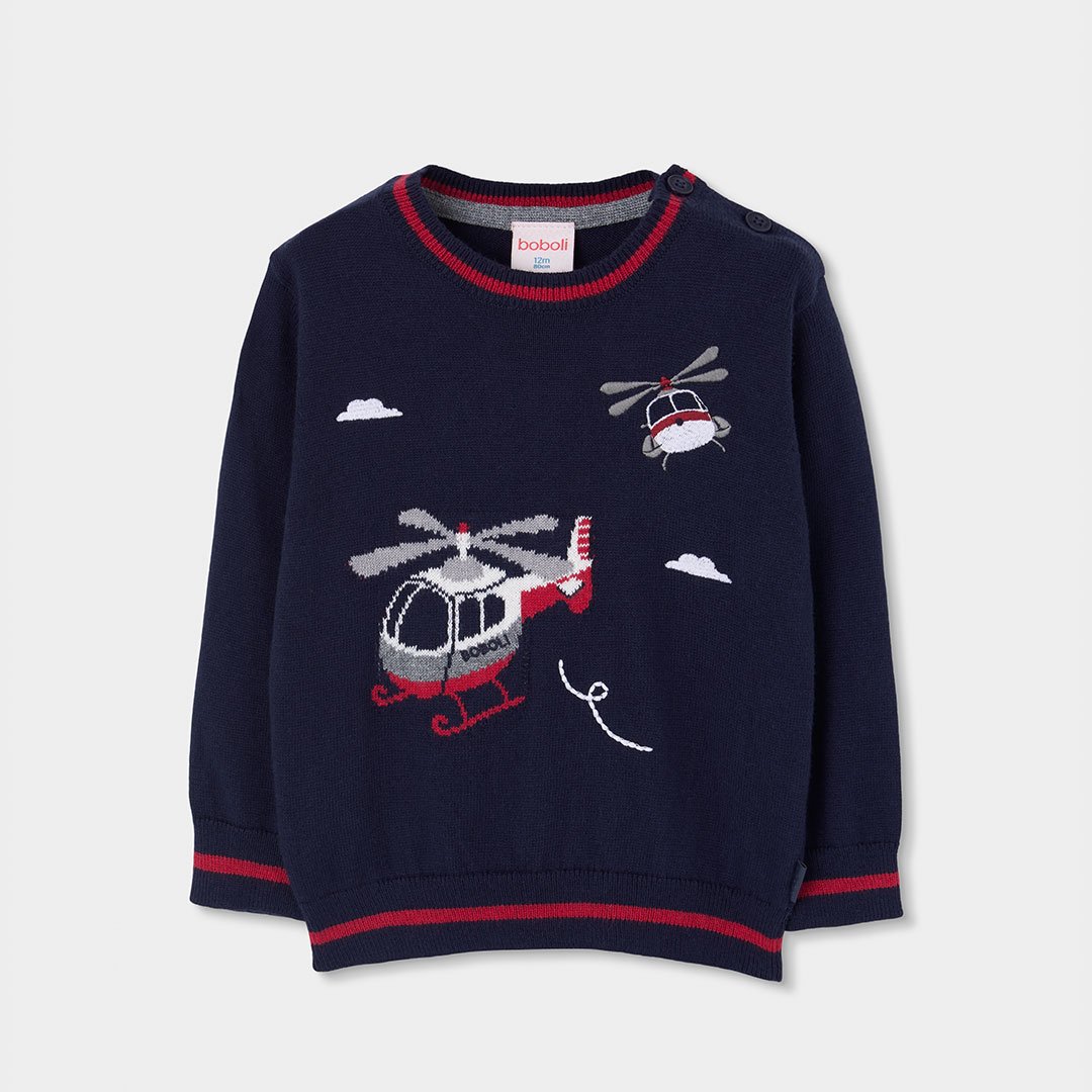 Boboli helikopter mintás finom kötött alkalmi pulóver