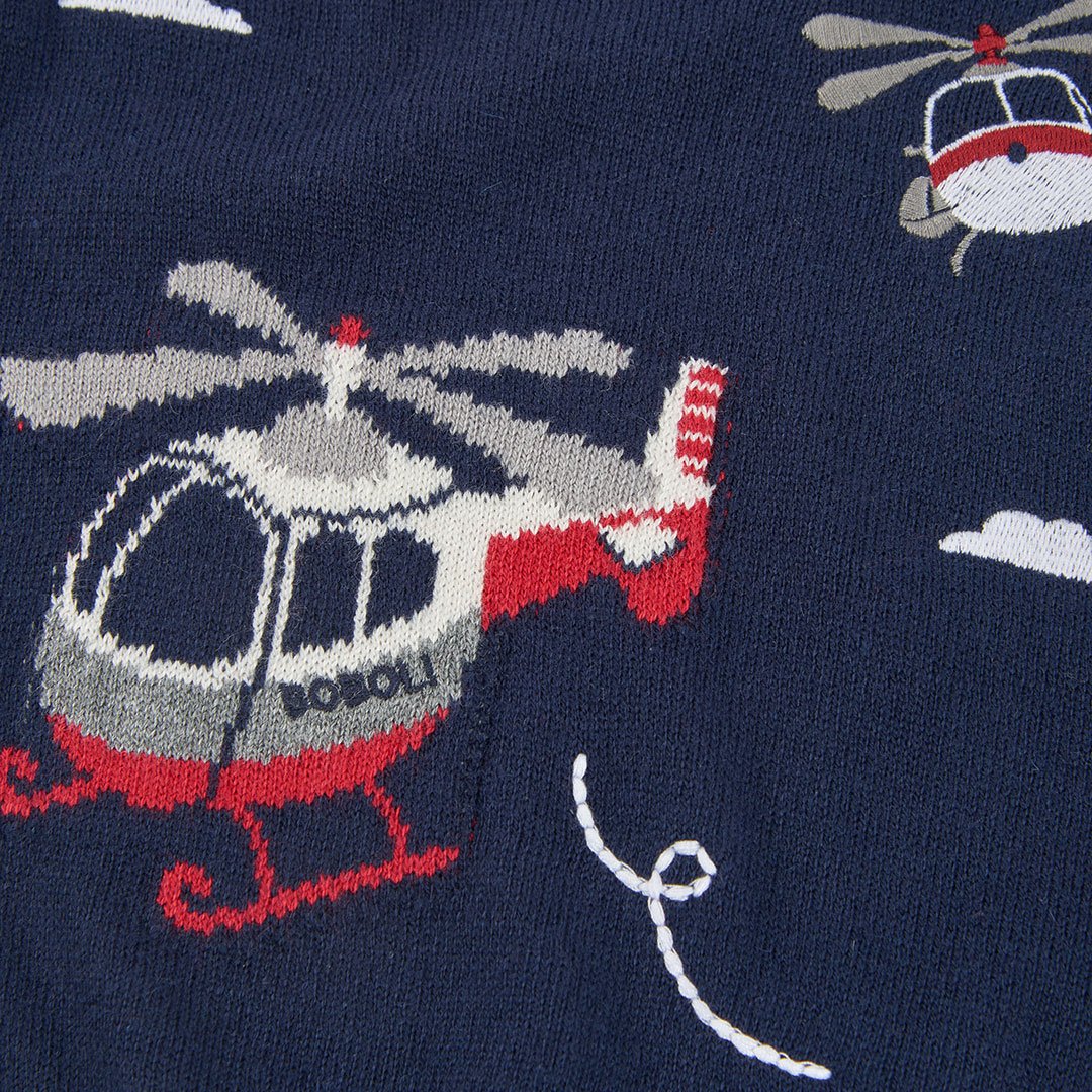 Boboli helikopter mintás finom kötött alkalmi pulóver - Image 4