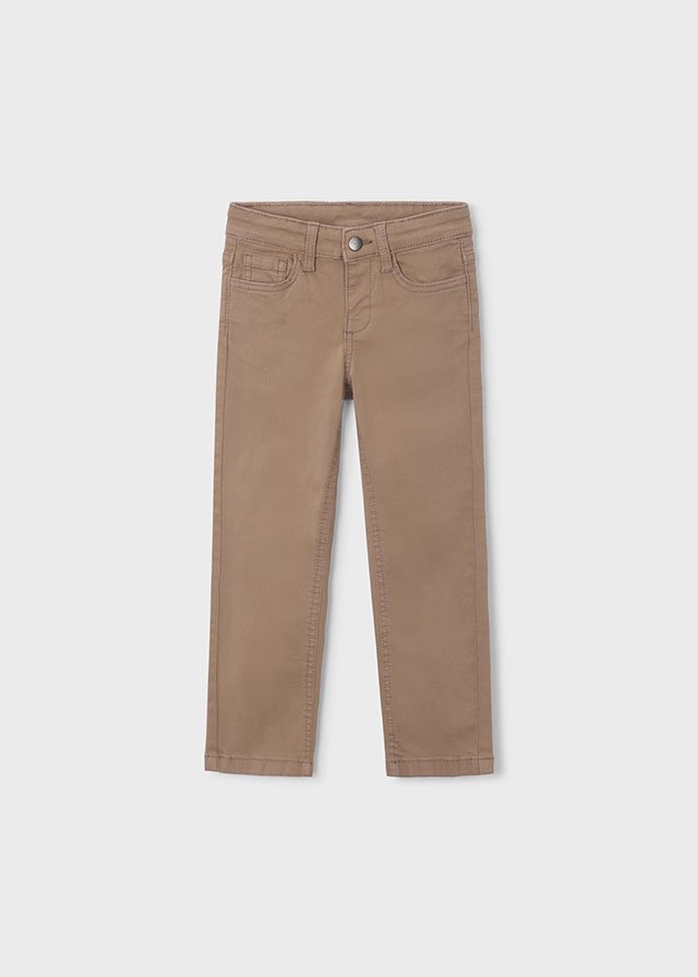 Mayoral barna vászon anyagú Slim Fit nadrág, állítható derékrésszel
